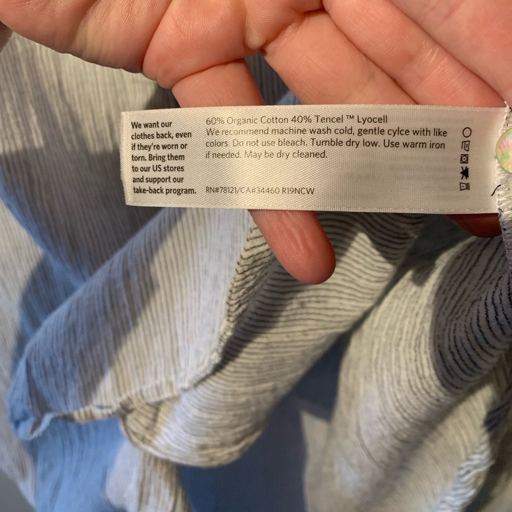 Eileen Fisher Striped Button-Up Crinkled Blouse - Picture 8 of 10